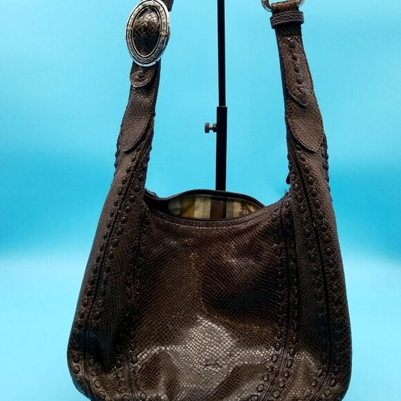 Brighton Brown Exotic Leather Shoulder Bag RARE - Picture 1 of 5